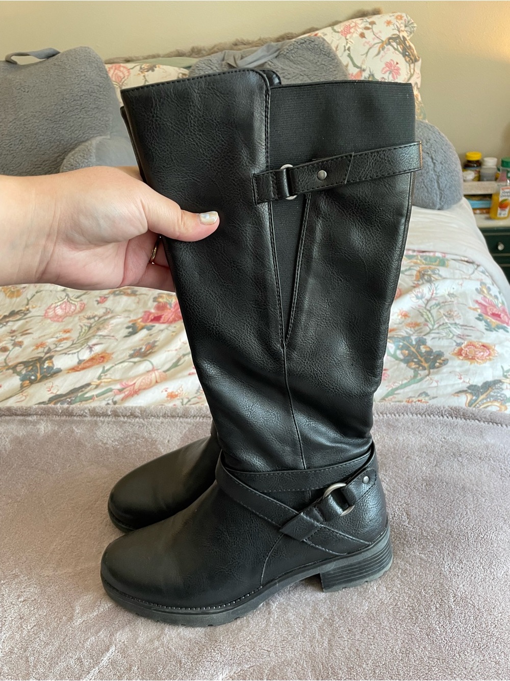 SOUL Naturalizer Black Knee-High Buckle Riding Boots